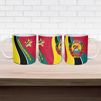 Mozambique Ceramic Mug with Red Yellow Green Wave Design and National Emblem - Wonder Print Shop