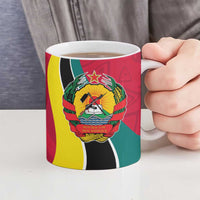Mozambique Ceramic Mug with Red Yellow Green Wave Design and National Emblem - Wonder Print Shop