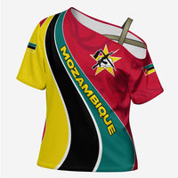 Mozambique Cross Shoulder Shirt with Red Yellow Green Wave Design and National Emblem - Wonder Print Shop