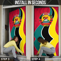 Mozambique Door Cover with Red Yellow Green Wave Design and National Emblem - Wonder Print Shop