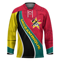 Mozambique Hockey Jersey with Red Yellow Green Wave Design and National Emblem - Wonder Print Shop
