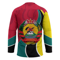 Mozambique Hockey Jersey with Red Yellow Green Wave Design and National Emblem - Wonder Print Shop
