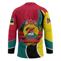 Mozambique Hockey Jersey with Red Yellow Green Wave Design and National Emblem - Wonder Print Shop
