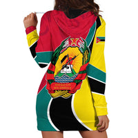 Mozambique Hoodie Dress with Red Yellow Green Wave Design and National Emblem - Wonder Print Shop