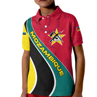Mozambique Kid Polo Shirt with Red Yellow Green Wave Design and National Emblem - Wonder Print Shop