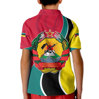 Mozambique Kid Polo Shirt with Red Yellow Green Wave Design and National Emblem - Wonder Print Shop