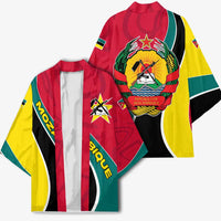 Mozambique Kimono with Red Yellow Green Wave Design and National Emblem - Wonder Print Shop