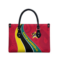 Mozambique Leather Bag with Red Yellow Green Wave Design and National Emblem - Wonder Print Shop