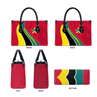 Mozambique Leather Bag with Red Yellow Green Wave Design and National Emblem - Wonder Print Shop