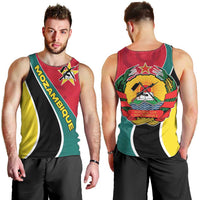 Mozambique Men Tank Top with Red Yellow Green Wave Design and National Emblem - Wonder Print Shop