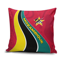 Mozambique Pillow Cover with Red Yellow Green Wave Design and National Emblem - Wonder Print Shop
