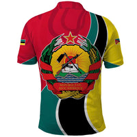 Mozambique Polo Shirt with Red Yellow Green Wave Design and National Emblem - Wonder Print Shop