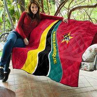 Mozambique Quilt with Red Yellow Green Wave Design and National Emblem - Wonder Print Shop