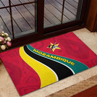Mozambique Rubber Doormat with Red Yellow Green Wave Design and National Emblem - Wonder Print Shop