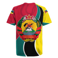 Mozambique Rugby Jersey with Red Yellow Green Wave Design and National Emblem - Wonder Print Shop