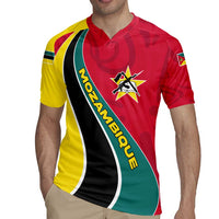 Mozambique Rugby Jersey with Red Yellow Green Wave Design and National Emblem - Wonder Print Shop