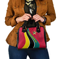 Mozambique Shoulder Handbag with Red Yellow Green Wave Design and National Emblem - Wonder Print Shop