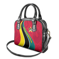 Mozambique Shoulder Handbag with Red Yellow Green Wave Design and National Emblem - Wonder Print Shop