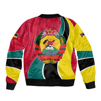 Mozambique Sleeve Zip Bomber Jacket with Red Yellow Green Wave Design and National Emblem - Wonder Print Shop