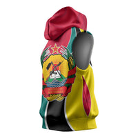 Mozambique Sleeveless Hoodie with Red Yellow Green Wave Design and National Emblem - Wonder Print Shop