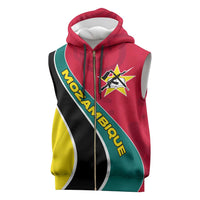 Mozambique Sleeveless Zip Hoodie with Red Yellow Green Wave Design and National Emblem - Wonder Print Shop