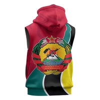 Mozambique Sleeveless Zip Hoodie with Red Yellow Green Wave Design and National Emblem - Wonder Print Shop