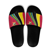 Mozambique Slide Sandals with Red Yellow Green Wave Design and National Emblem - Wonder Print Shop
