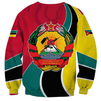 Mozambique Sweatshirt with Red Yellow Green Wave Design and National Emblem - Wonder Print Shop