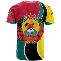 Mozambique T Shirt with Red Yellow Green Wave Design and National Emblem - Wonder Print Shop