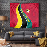Mozambique Tapestry with Red Yellow Green Wave Design and National Emblem - Wonder Print Shop