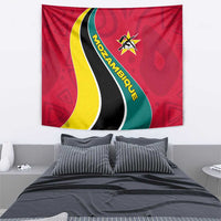 Mozambique Tapestry with Red Yellow Green Wave Design and National Emblem - Wonder Print Shop