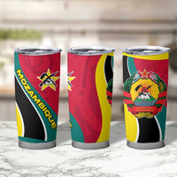 Mozambique Tumbler Cup with Red Yellow Green Wave Design and National Emblem - Wonder Print Shop
