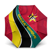 Mozambique Umbrella with Red Yellow Green Wave Design and National Emblem - Wonder Print Shop