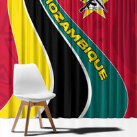 Mozambique Window Curtain with Red Yellow Green Wave Design and National Emblem - Wonder Print Shop