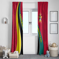 Mozambique Window Curtain with Red Yellow Green Wave Design and National Emblem - Wonder Print Shop