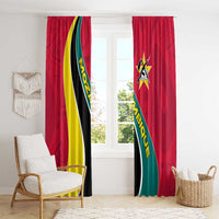 Mozambique Window Curtain with Red Yellow Green Wave Design and National Emblem - Wonder Print Shop