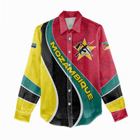 Mozambique Women Casual Shirt with Red Yellow Green Wave Design and National Emblem - Wonder Print Shop