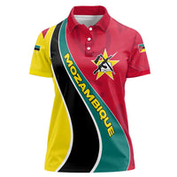 Mozambique Women Polo Shirt with Red Yellow Green Wave Design and National Emblem - Wonder Print Shop