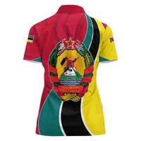 Mozambique Women Polo Shirt with Red Yellow Green Wave Design and National Emblem - Wonder Print Shop