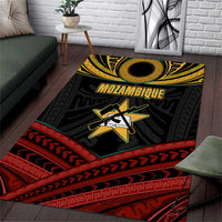 Mozambique Area Rug with Black Red Tribal Design and National Map Pattern - Wonder Print Shop