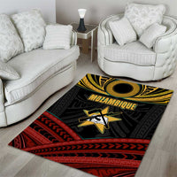 Mozambique Area Rug with Black Red Tribal Design and National Map Pattern - Wonder Print Shop