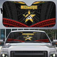 Mozambique Auto Sun Shade with Black Red Tribal Design and National Map Pattern - Wonder Print Shop