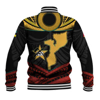 Mozambique Baseball Jacket with Black Red Tribal Design and National Map Pattern - Wonder Print Shop