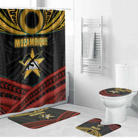 Mozambique Bathroom Set with Black Red Tribal Design and National Map Pattern - Wonder Print Shop
