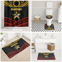 Mozambique Bathroom Set with Black Red Tribal Design and National Map Pattern - Wonder Print Shop
