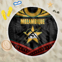 Mozambique Beach Blanket with Black Red Tribal Design and National Map Pattern - Wonder Print Shop