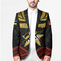 Mozambique Blazer with Black Red Tribal Design and National Map Pattern - Wonder Print Shop