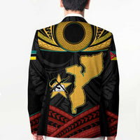 Mozambique Blazer with Black Red Tribal Design and National Map Pattern - Wonder Print Shop
