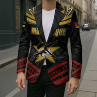 Mozambique Blazer with Black Red Tribal Design and National Map Pattern - Wonder Print Shop