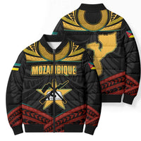 Mozambique Bomber Puffer Jacket with Black Red Tribal Design and National Map Pattern - Wonder Print Shop